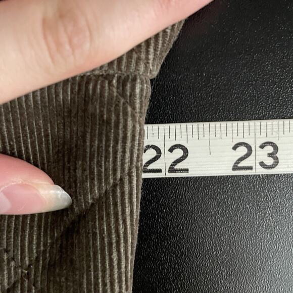 Chaps Denim Corduroy Jacket Women Large Brown Toggle Quilted Hood Rustic - Picture 9 of 11